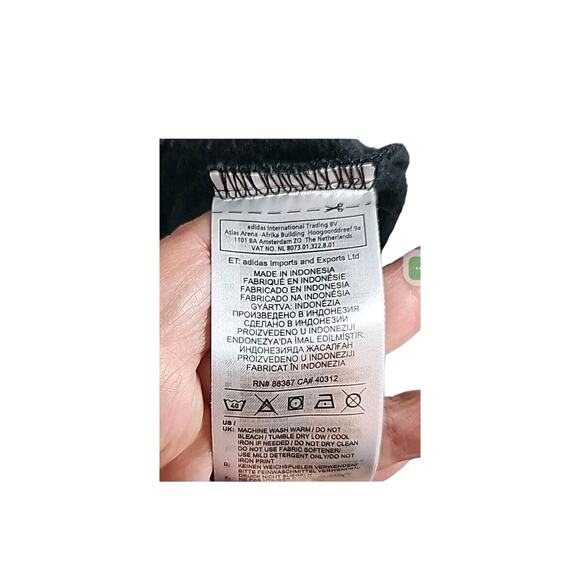 Adidas 3-Stripe Logo Hoodie Black White Size L (16-18) Drawstring Pullover - Picture 6 of 6